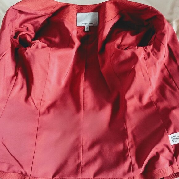 Classiques Entier Red Chevron Textured Cotton Open Blazer - Picture 3 of 5